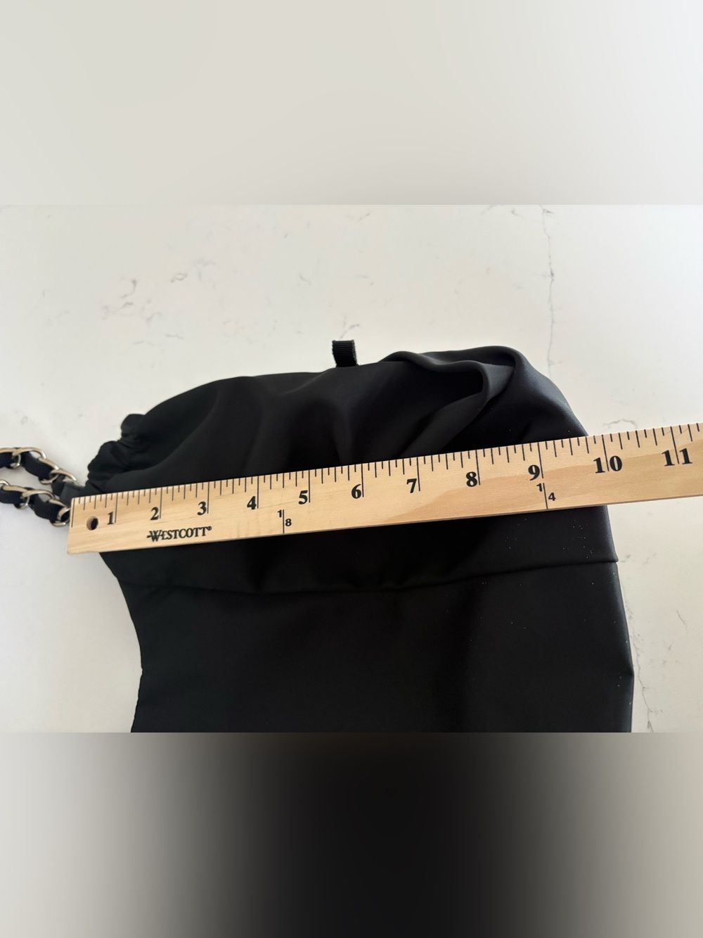 Salvatore Ferragamo Black Nylon Shoulder Bag with Chain-Detail Handles - Picture 12 of 13